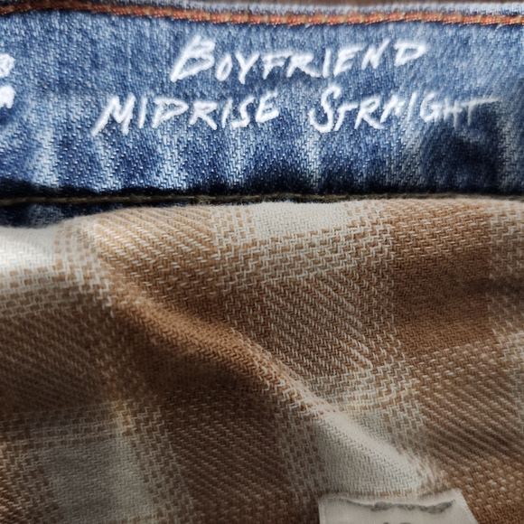 EDDIE BAUER Flannel Lined Jeans Womens boyfriend midrise straight size 10 - Picture 7 of 11